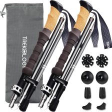 TREKOLOGY Trek-Z Cork Grip Trekking Poles – Lightweight Folding Hiking Poles, Adjustable Height, Compact Travel Design, Aircraft-Grade Aluminum Walking Sticks for Men & Women