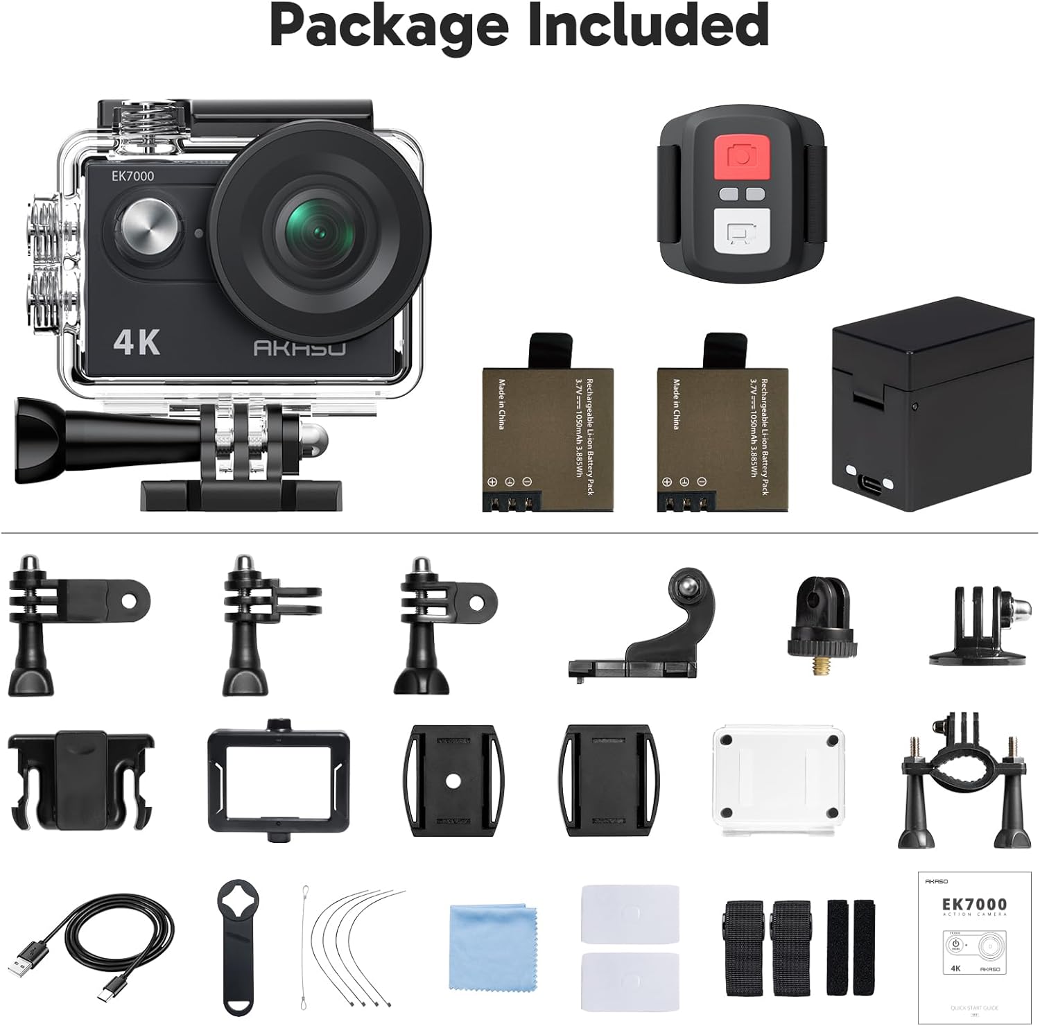 AKASO EK7000 4K30fps Action Camera - 131ft Waterproof Camera with EIS 4X Zoom Remote Control Ultra HD 20MP Underwater Camera with Accessories Kit - Image 9